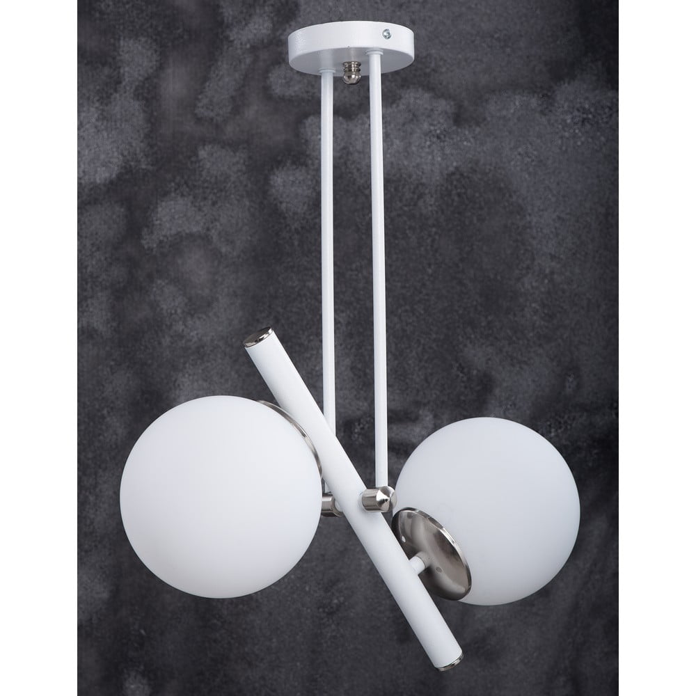 Lampa wisząca w biało-srebrnym kolorze ze szklanym kloszem ø 15 cm Libra – Squid Lighting