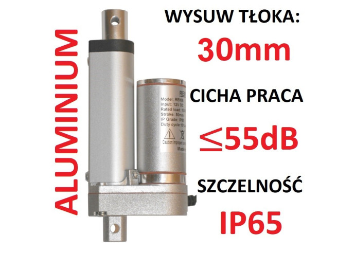 SIŁOWNIK ELEKTRYCZNY 12V SILNIK LINIOWY 30mm 1000N