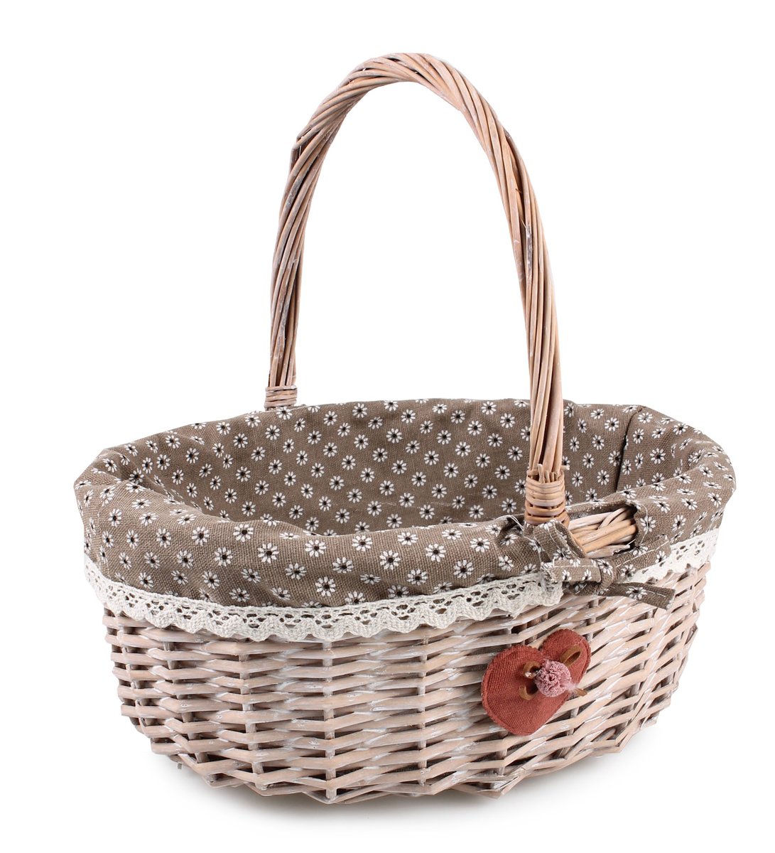 BRĄZOWY KOSZ WIKLINOWY Z UCHWYTEM 34x28x15/34 cm