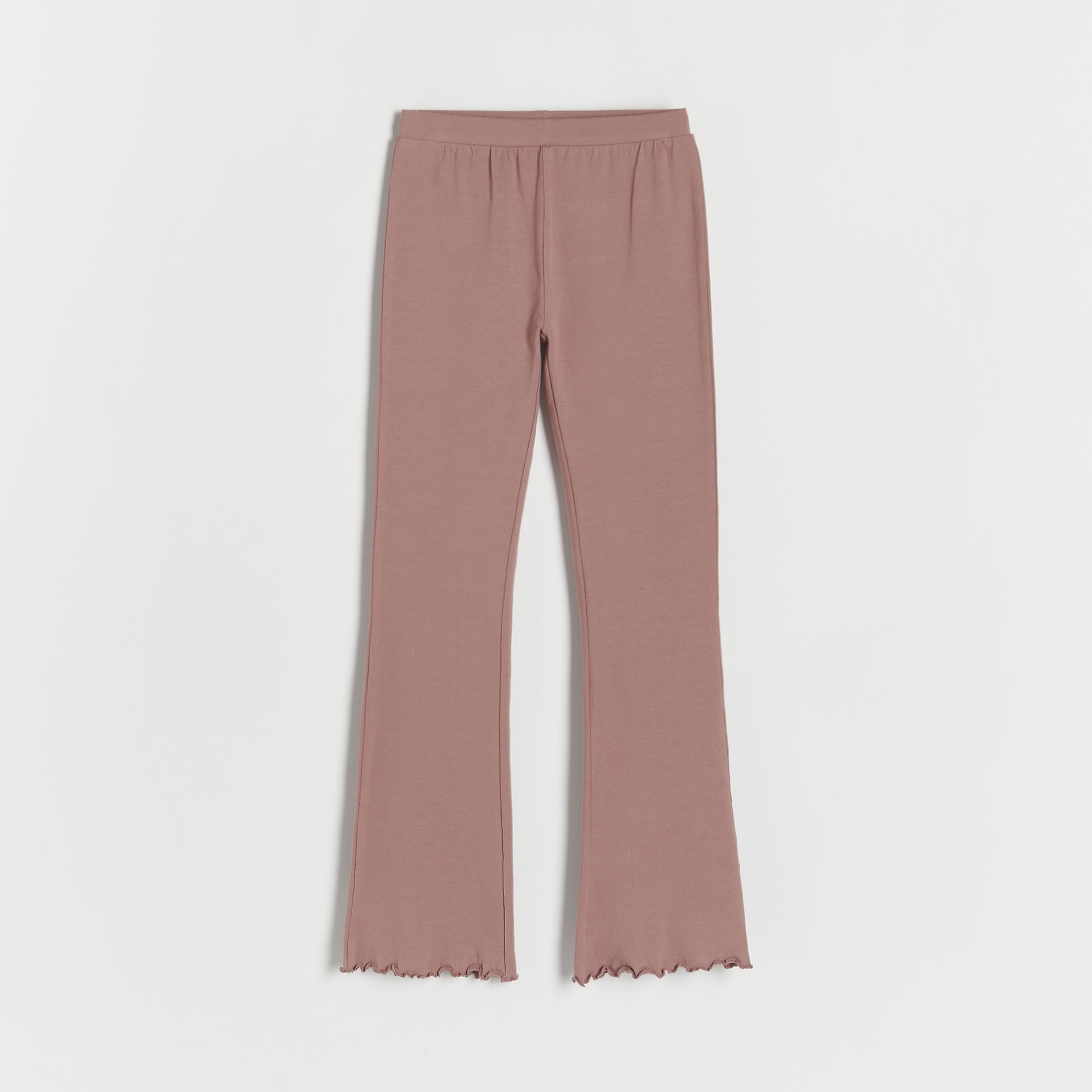 Reserved - Bawełniane spodnie flare - Bordowy