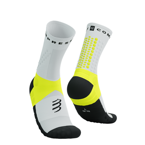 COMPRESSPORT Skarpetki do biegania ULTRA TRAIL SOCKS V2.0 white/safety yellow