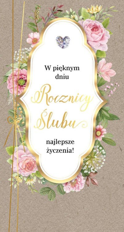 Kartka z okazji Rocznicy Ślubu z diamentowym sercem, eco PM336