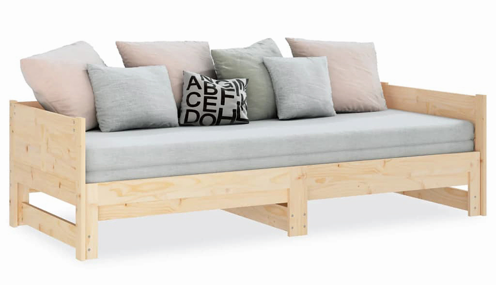 Łóżko rozsuwane z naturalnego drewna 2x(80x200) cm - Eluwin 3X