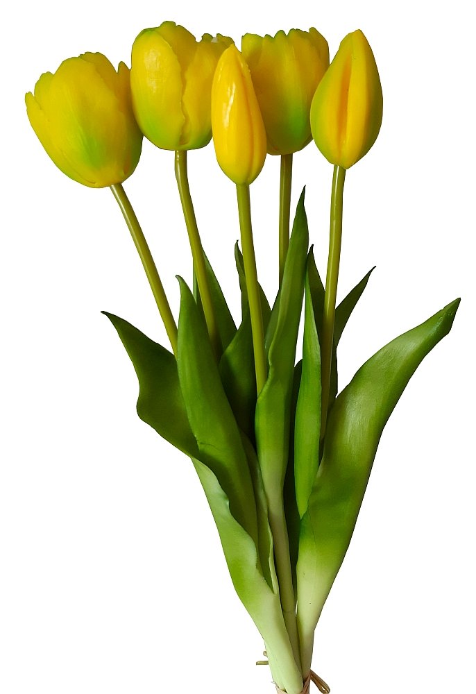 Tulipany silikonowe jak żywe żółte bukiet 5 sztuk gumowe 43 cm