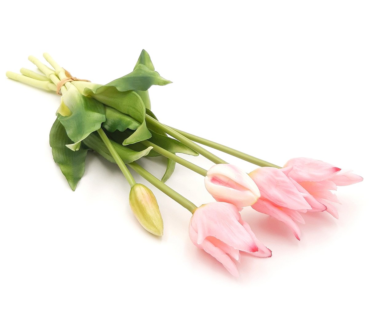 Tulipany silikonowe jak żywe różowe jasne bukiet 5 sztuk gumowe 40 cm