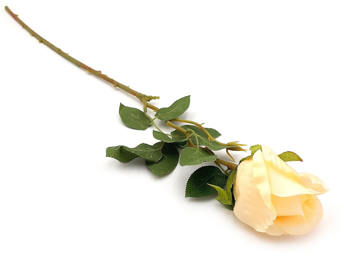 Róża sztuczna kremowa gałązka 66 cm