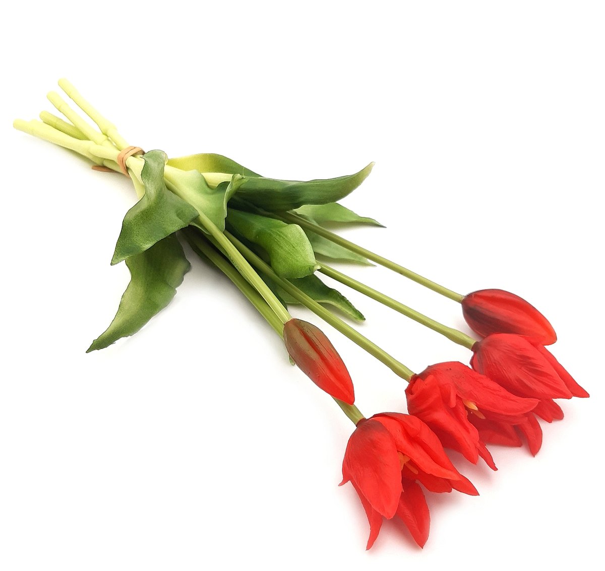 Tulipany silikonowe jak żywe czerwone bukiet 5 sztuk gumowe 40 cm