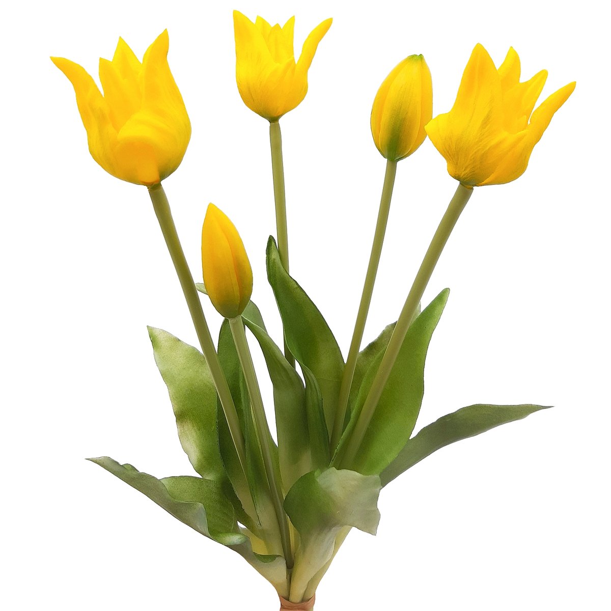 Tulipany silikonowe jak żywe żółte w bukiecie 5 sztuk gumowe 340 cm