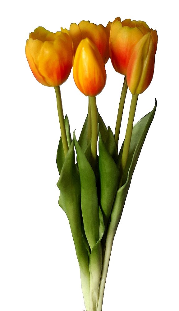Tulipany silikonowe jak żywe pomarańczowe bukiet 5 sztuk gumowe 43 cm