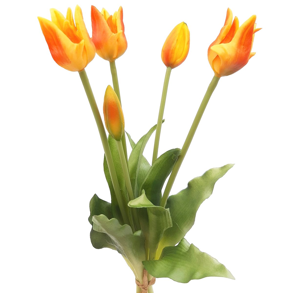 Tulipany silikonowe jak żywe pomarańczowe bukiet 5 sztuk gumowe 40 cm