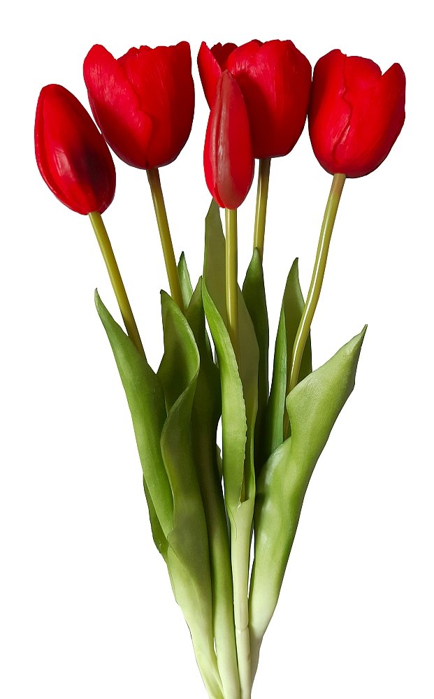 Tulipany silikonowe jak żywe czerwone bukiet 5 sztuk gumowe 43 cm