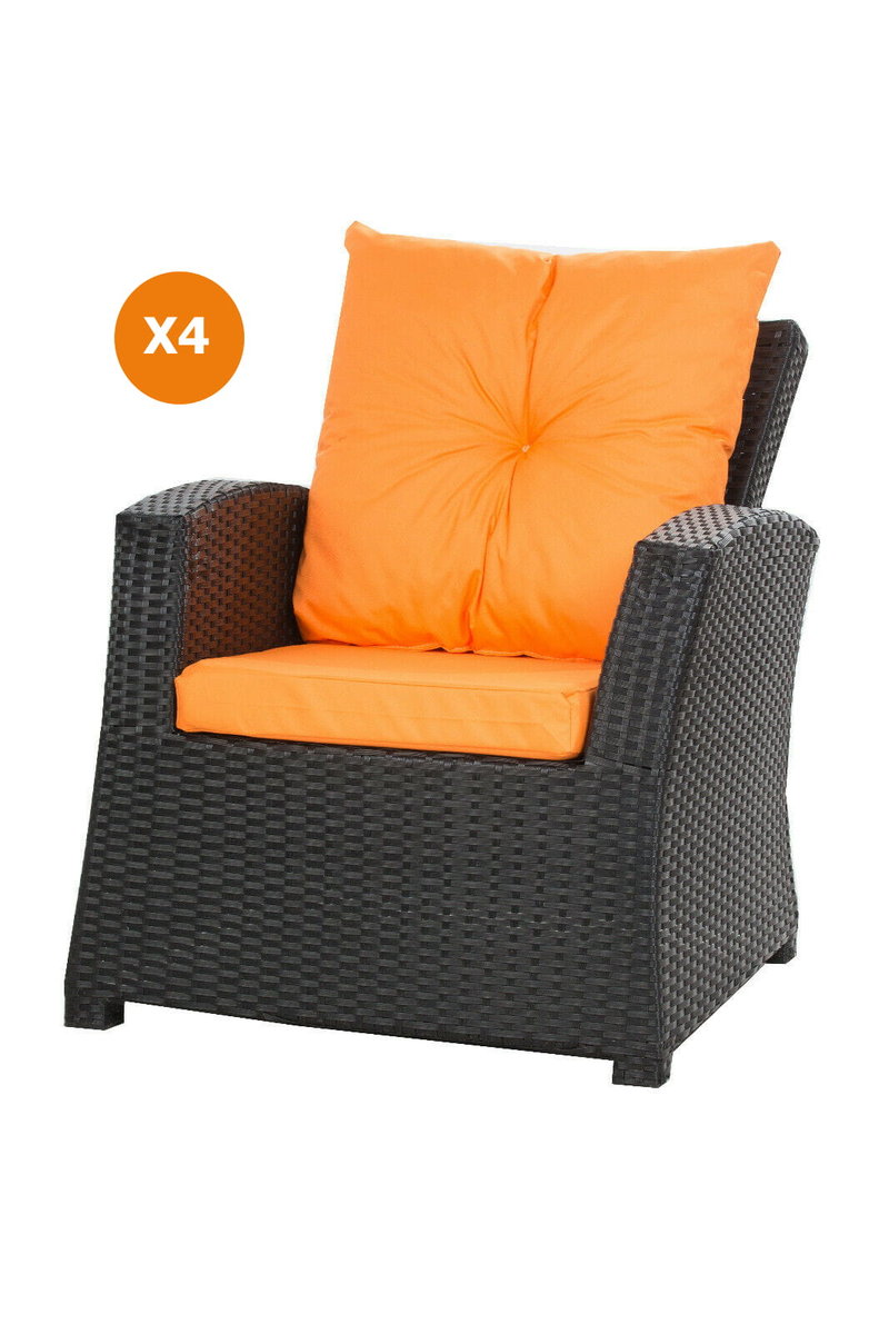 Poduszka na fotel ogrodowy z rattanu, 52x56x7cm+ 50x56cm., 4szt., pomarańczowy