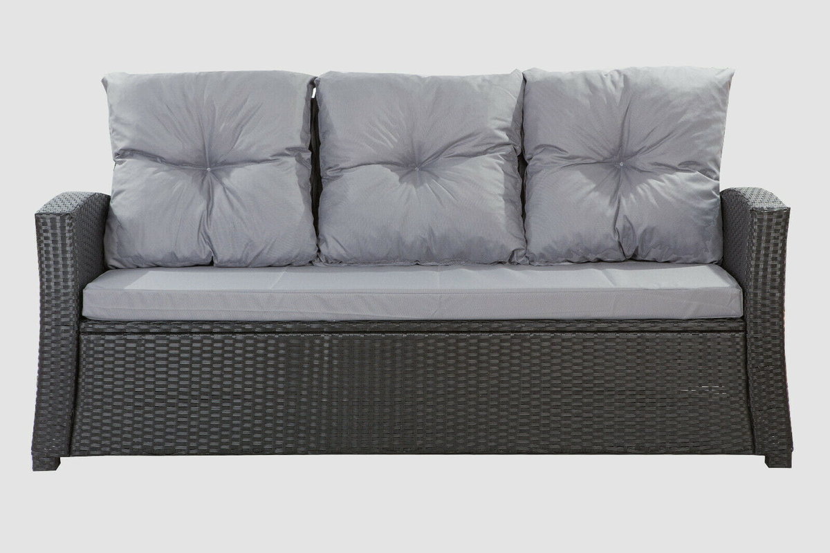 Poduszki na sofę, szare, 168x52x7+ 3*50x56cm, poduszki na meble ogrodowe