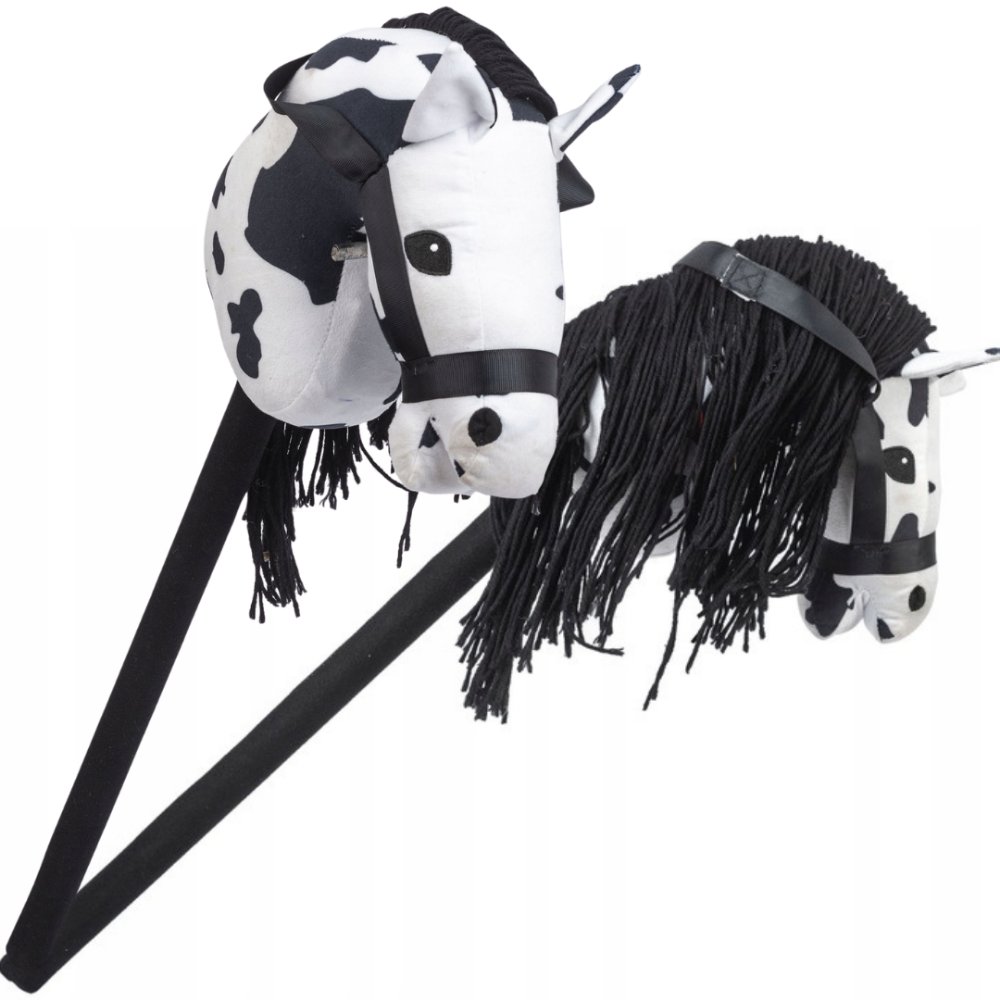 GŁOWA KONIA NA KIJU HOBBY HORSE DŹWIĘK PLUSZOWY Biały ŁATY
