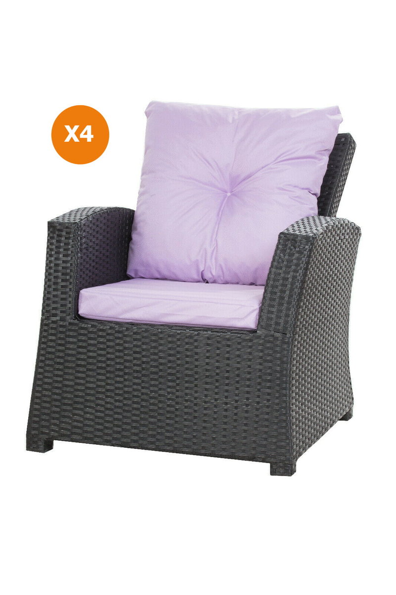 Poduszka na fotel ogrodowy z rattanu, 52x56x7cm+ 50x56cm., 4szt., jasny fiolet