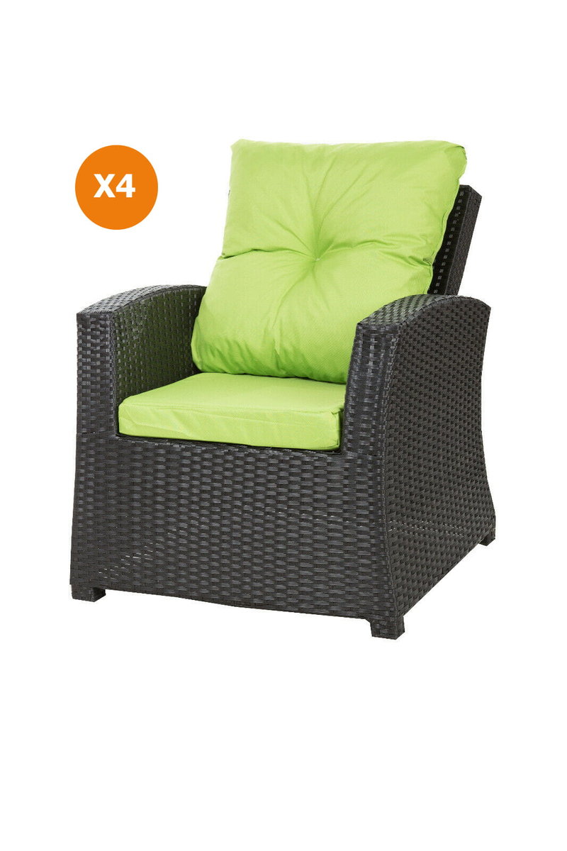 Poduszka na fotel ogrodowy z rattanu, 52x56x7cm+ 50x56cm., 4szt., limonka
