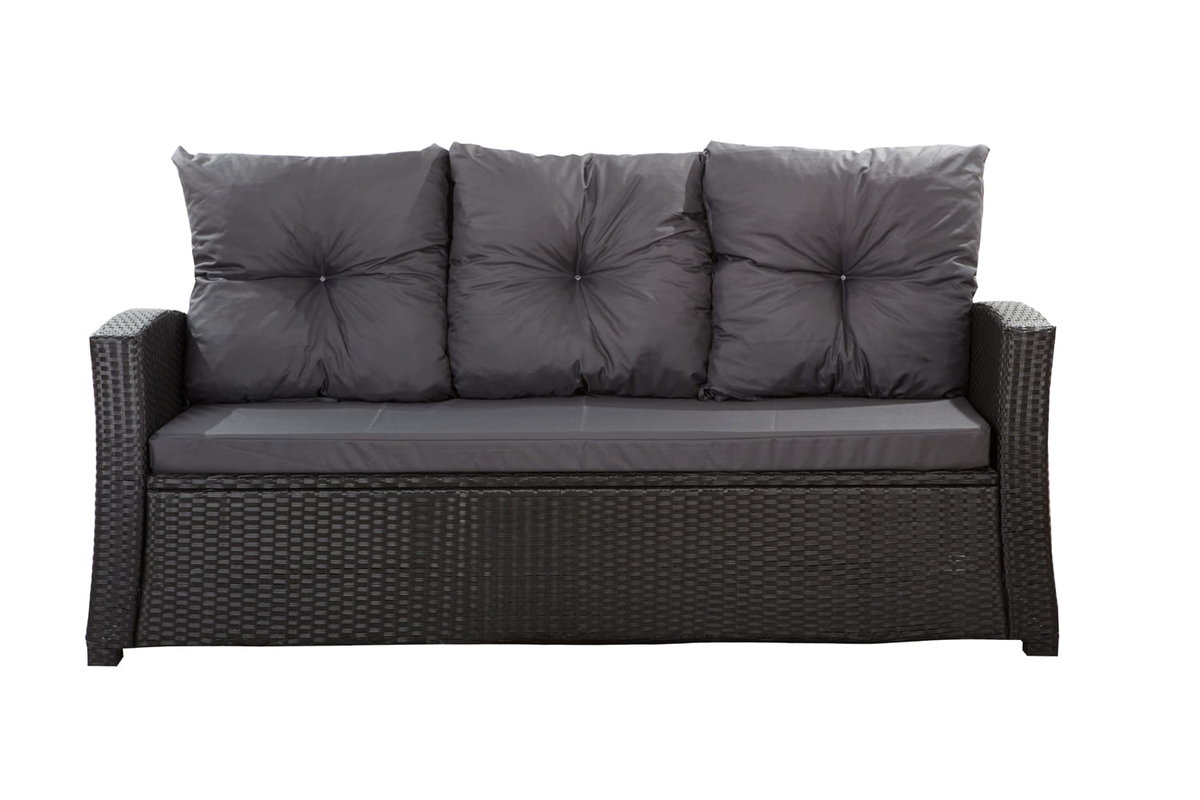 Poduszki na sofę, antracytowe, 168x52x7+ 3*50x56cm, poduszki na meble ogrodowe