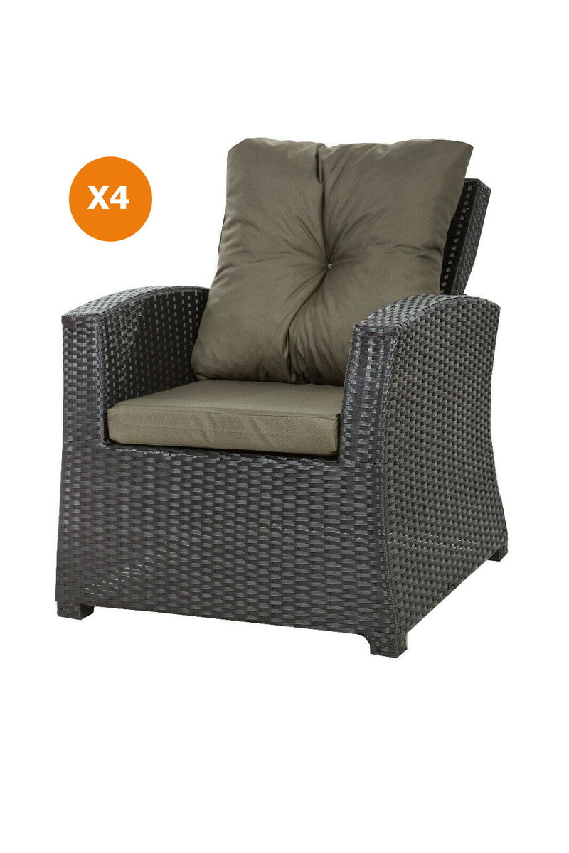 Poduszka na fotel ogrodowy z rattanu, 52x56x7cm+ 50x56cm., 4szt., zielony