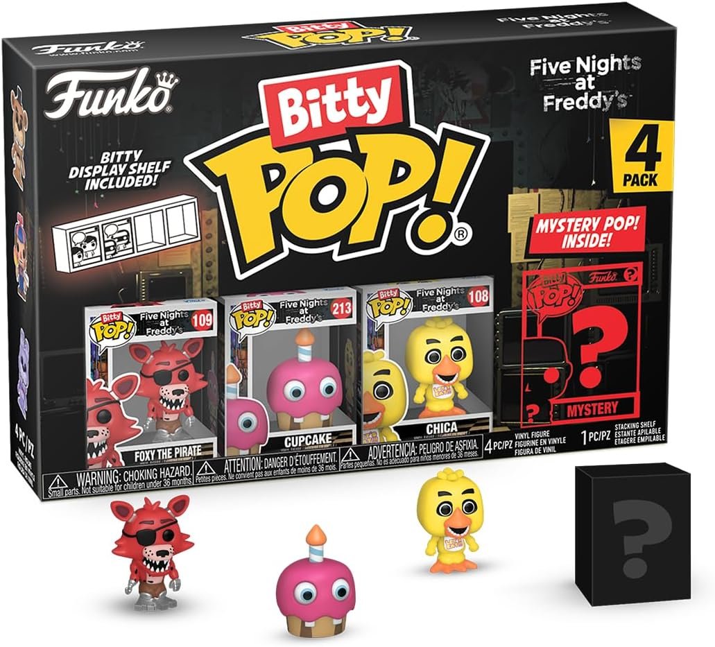 five nights at freddy's bitty 4 pack 2.5cm foxy chica cupcake funko pop!