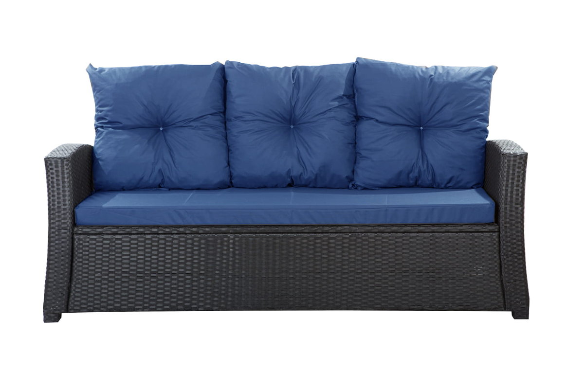 Poduszki na sofę, granatowe, 168x52x7+ 3*50x56cm, poduszki na meble ogrodowe