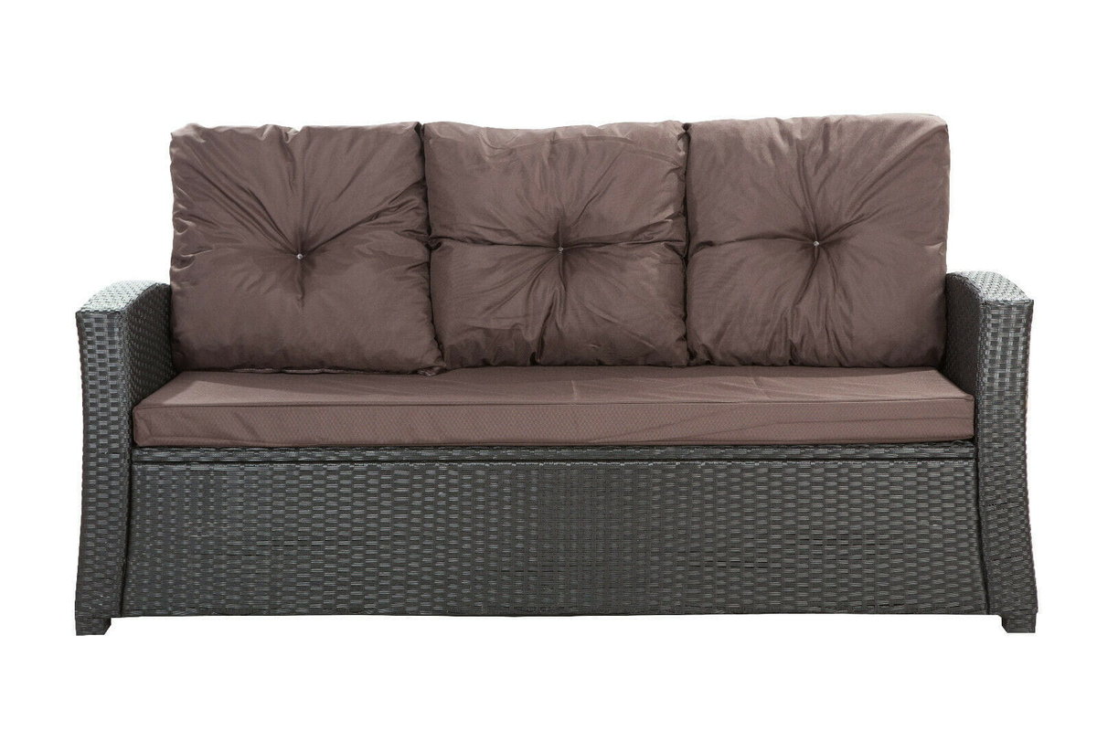 Poduszki na sofę, brązowe, 168x52x7+ 3*50x56cm, poduszki na meble ogrodowe