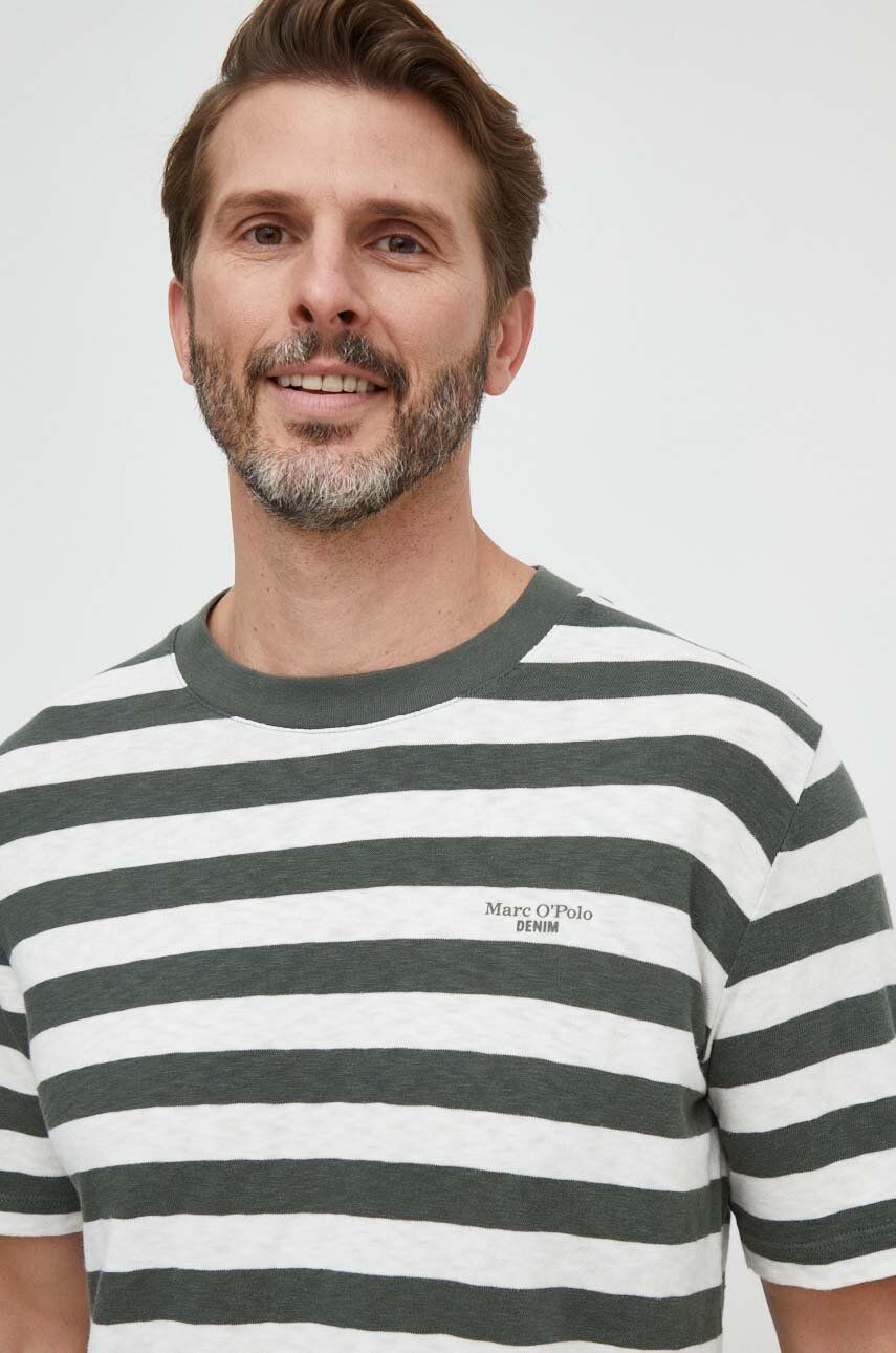 Marc O'Polo t-shirt bawełniany męski kolor zielony wzorzysty
