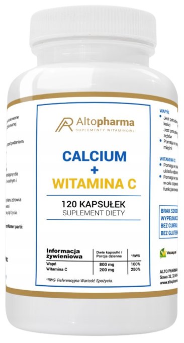 Suplement diety, AltoPharma, Calcium 400mg + Vitamina C, 120 Kaps.