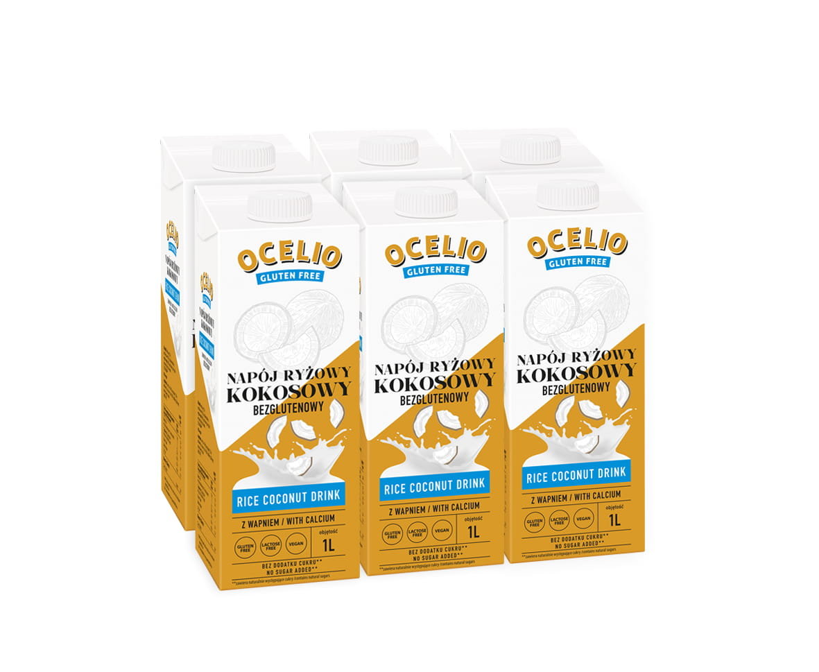 Ocelio Bezglutenowy Napój Ryżowo-Kokosowy 1 L (ZESTAW 6szt.)