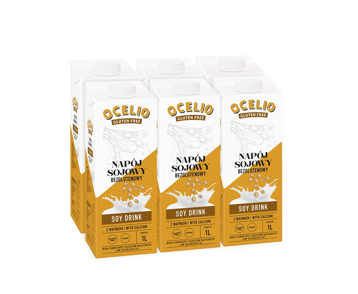 Ocelio Bezglutenowy Napój Sojowy 1 L  (ZESTAW 6 szt.)