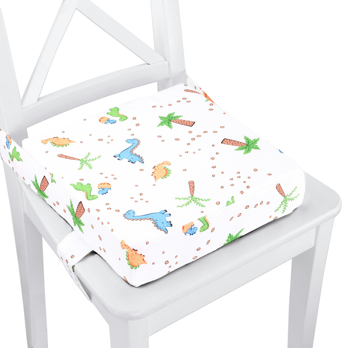 Poduszka podwyższająca dla dziecka 32x32x8 cm - wodoodporne siedzisko na krzesło dziecięce Dino