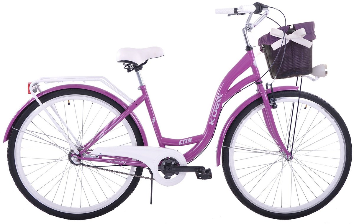 Rower miejski 28 damski Kozbike fioletowy (K5) 3 biegi