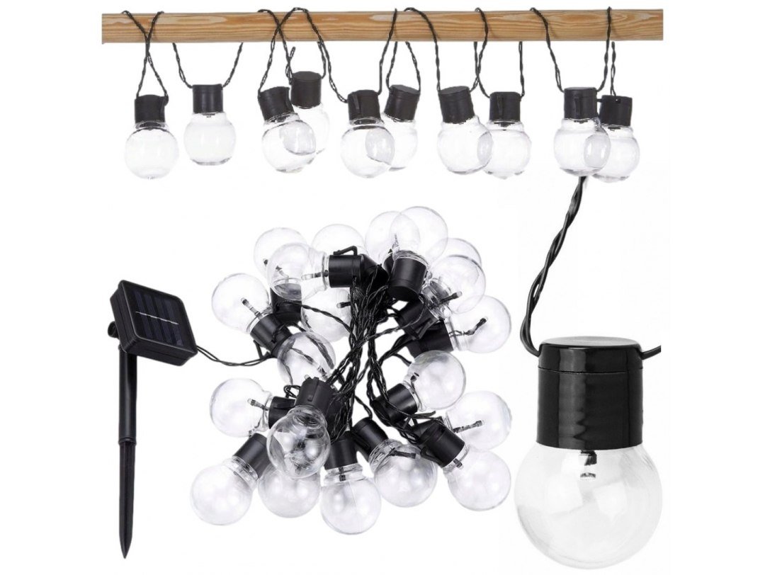 Girlanda Świetlna Solarna Lampki 20 Led Żarówki