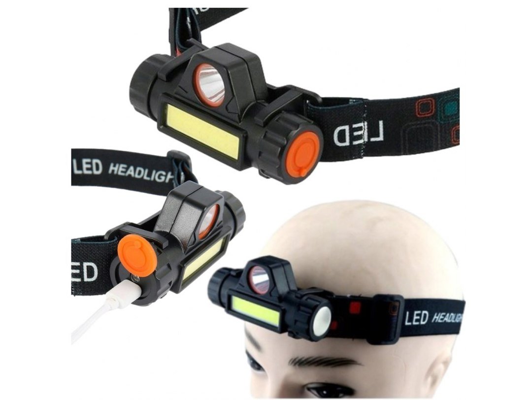 Latarka Czołowa Z Magnesem Czołówka 4W1 Lampka Cob