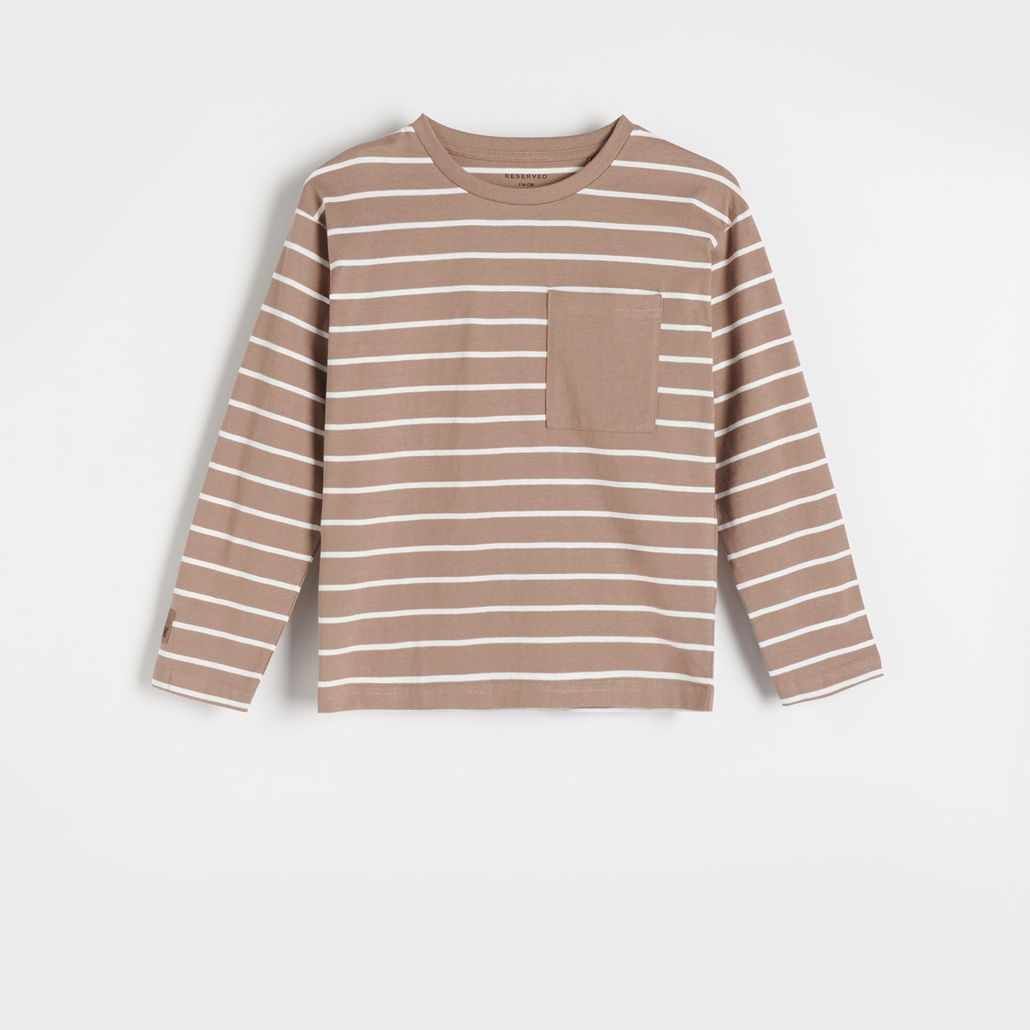 Reserved - Koszulka longsleeve w paski - Brązowy