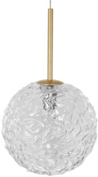 LAMPA WISZĄCA Lusso jednopunktowa, nowoczesna, złote detale, szklany klosz