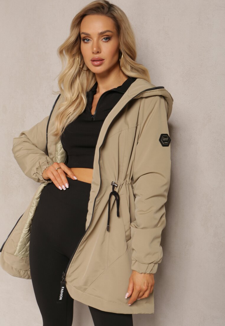 Zielona Kurtka Parka Ściągana w Pasie Crotidae