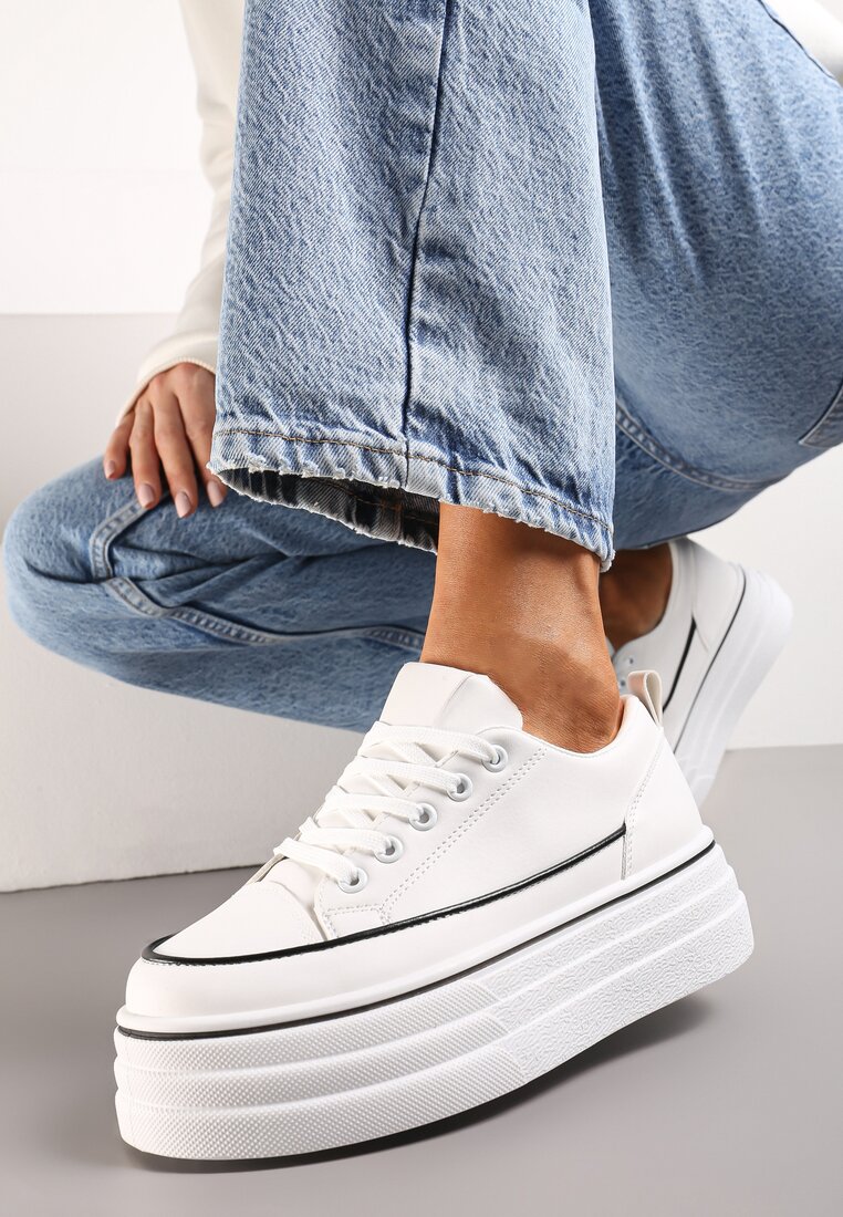 Białe Trampki na Grubej Platformie Santtes