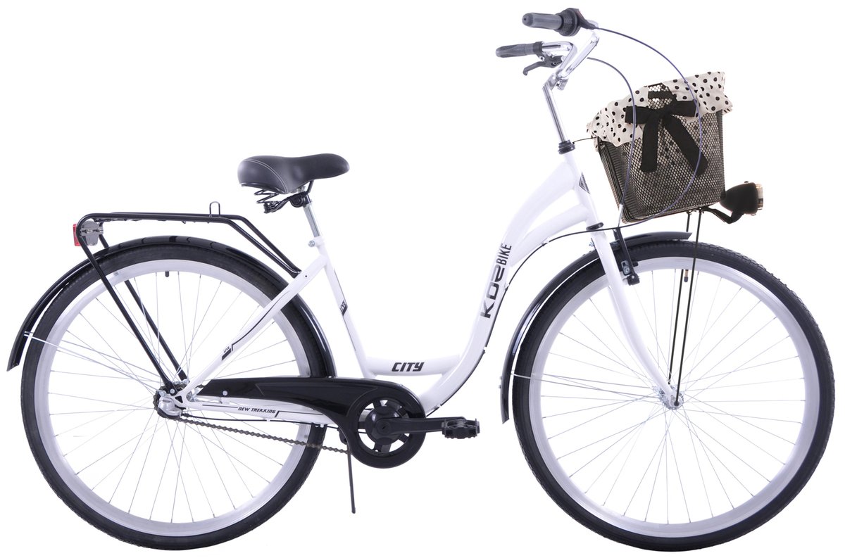 Rower miejski 28 damski Kozbike (K51-S3CZ) biało-czarny 3 biegi