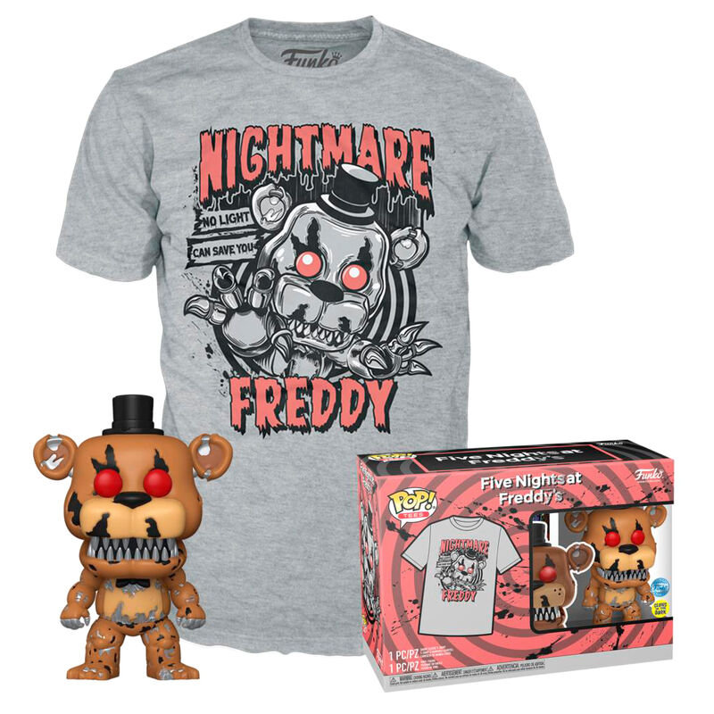 fnaf funko pop! nightmare freddy (gw) + t-shirt m five nights at freddy's