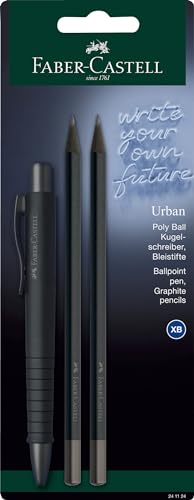 Faber-Castell 241124 - zestaw do pisania all black, z długopisem Poly Ball Urban i 2 ołówkami Urban