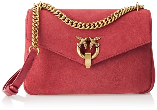 Pinko Damski Cupido Messenger Classic Zamsz, R40q_ciemnoczerwony - antyczne złoto