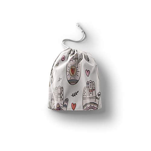 Bonamaison Torba na produkty bawełniane z nadrukiem ze sznurkiem, torba na zakupy wielokrotnego użytku, biodegradowalne torby ekologiczne, torba podróżna, saszetka, torba na zakupy, przyjazna dla