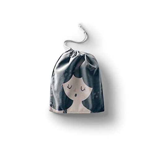 Bonamaison Torba na produkty bawełniane z nadrukiem ze sznurkiem, torba na zakupy wielokrotnego użytku, biodegradowalne torby ekologiczne, torba podróżna, saszetka, torba na zakupy, przyjazna dla