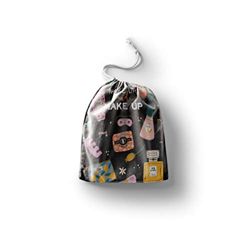 Bonamaison Torba na produkty bawełniane z nadrukiem ze sznurkiem, torba na zakupy wielokrotnego użytku, biodegradowalne torby ekologiczne, torba podróżna, saszetka, torba na zakupy, przyjazna dla