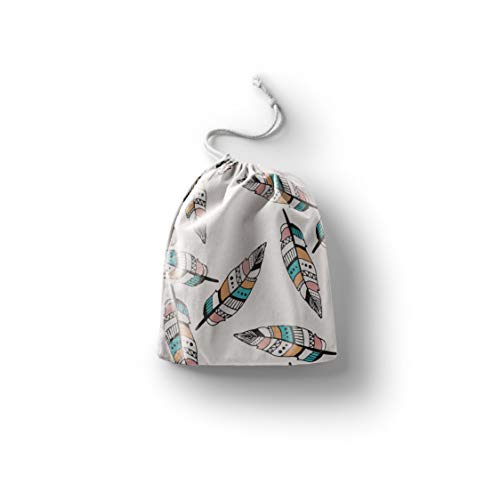Bonamaison Torba na produkty bawełniane z nadrukiem ze sznurkiem, torba na zakupy wielokrotnego użytku, biodegradowalne torby ekologiczne, torba podróżna, saszetka, torba na zakupy, przyjazna dla