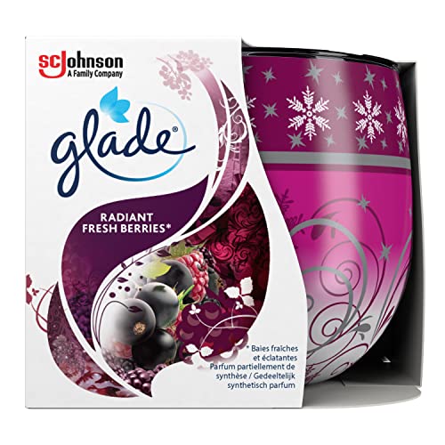 Glade Świeca zapachowa z folią dekoracyjną, zapach Radiant Fresh Berries, wzbogacony o olejki eteryczne, 6 sztuk (6 x 120 g), 73