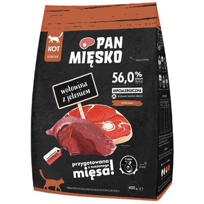 Pan Mięsko karma sucha dla kota Wołowina z jeleniem 400g hypoalergiczna