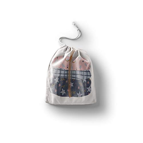 Bonamaison Torba na produkty bawełniane z nadrukiem ze sznurkiem, torba na zakupy wielokrotnego użytku, biodegradowalne torby ekologiczne, torba podróżna, saszetka, torba na zakupy, przyjazna dla