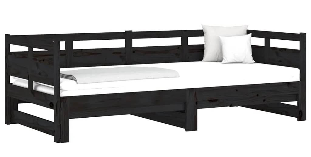 Czarne drewniane rozsuwane łóżko 2x(80x200) cm C2-W91