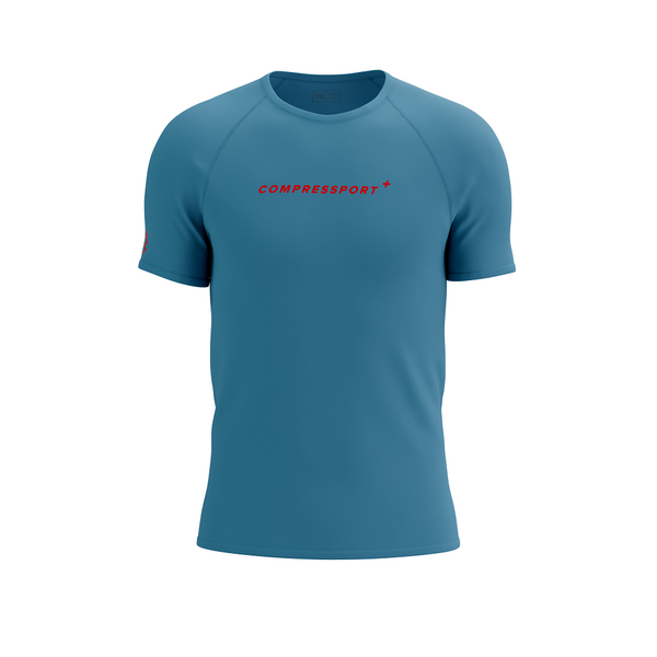COMPRESSPORT Koszulka biegowa TRAINING SS LOGO T-SHIRT niagara blue